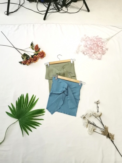 Knitted Wrap Strap Neckline Top 19778