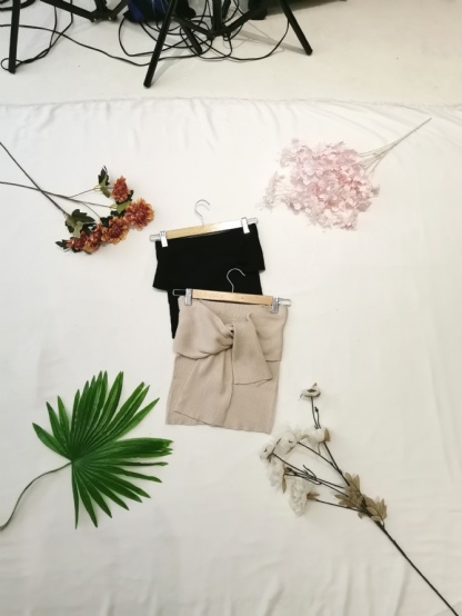 Knitted Wrap Strap Neckline Top 19778