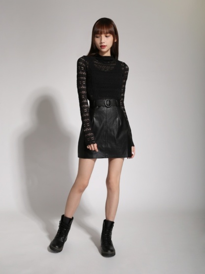 Turtle Neck Lace With Drawstring Top 19831