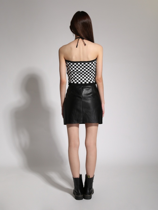 Checker With Neckline Strap Top 19832