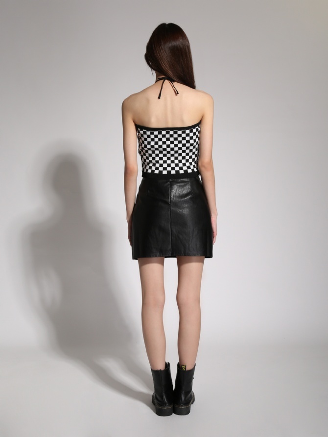 Checker With Neckline Strap Top 19832
