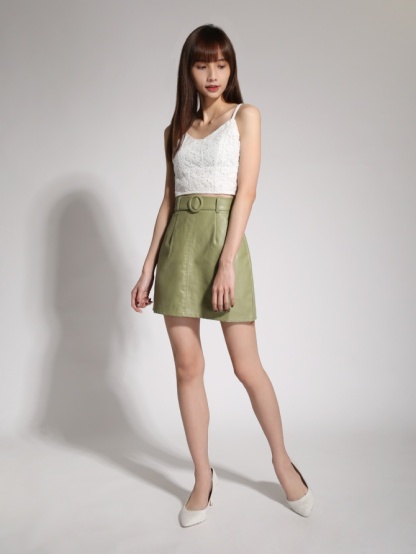 Leather Skirt With Belt 19836
