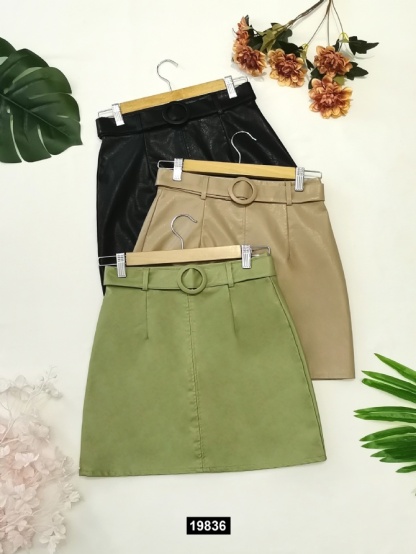 Leather Skirt With Belt 19836