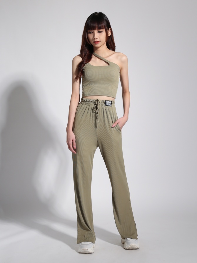 Strap Top With High Waist Long Pants 22897