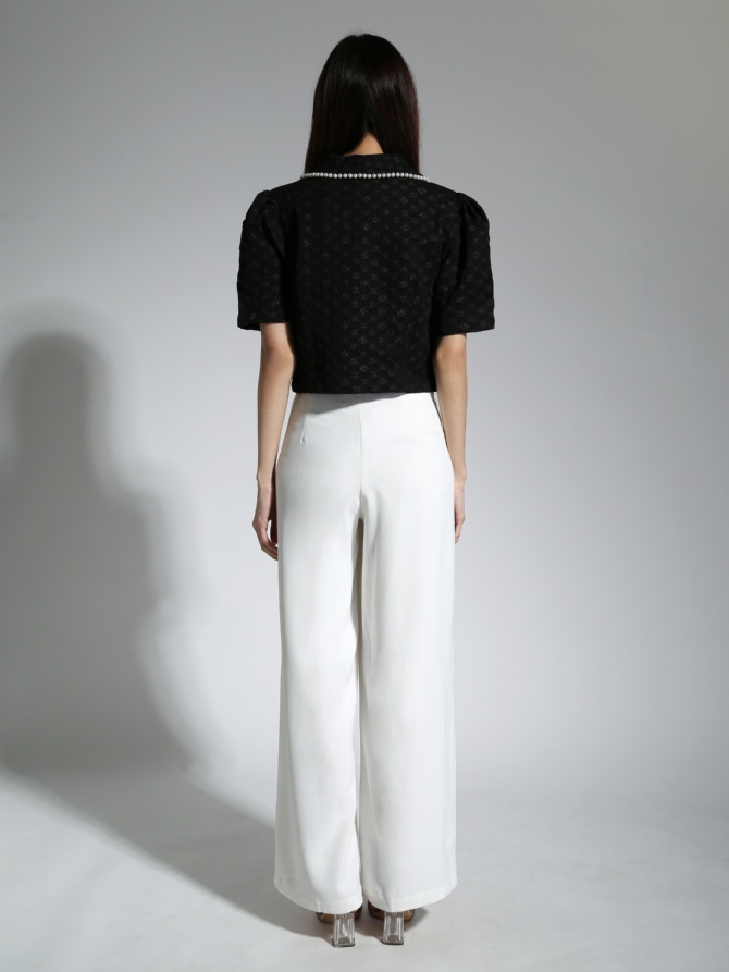 Flower Collar Front Button Top 21236