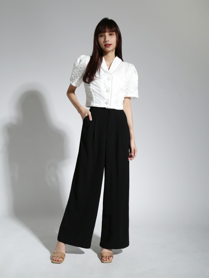 Flower Collar Front Button Top 21236