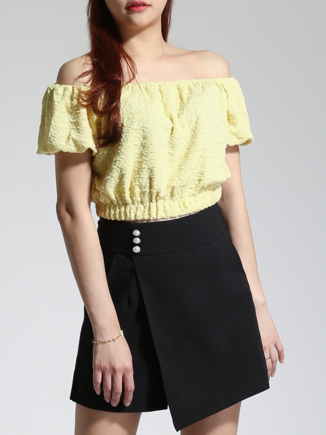 Square Neck Stretchable Cap=Sleeve Top 22771