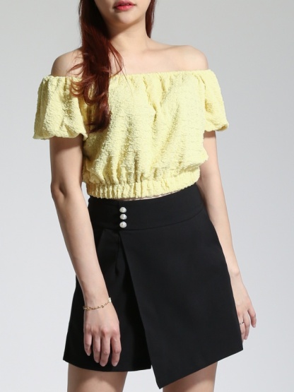 Square Neck Stretchable Cap=Sleeve Top 22771