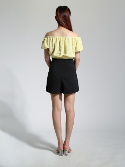 Square Neck Stretchable Cap=Sleeve Top 22771