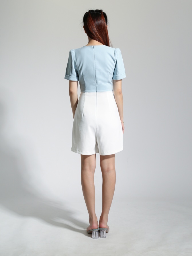 Zip Short Sleeve Side Two Pocket Jumpsuit 22763