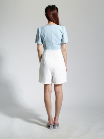 Zip Short Sleeve Side Two Pocket Jumpsuit 22763