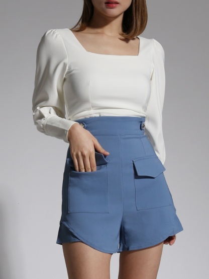 High Waist With Front Pocket Short Pants 21285
