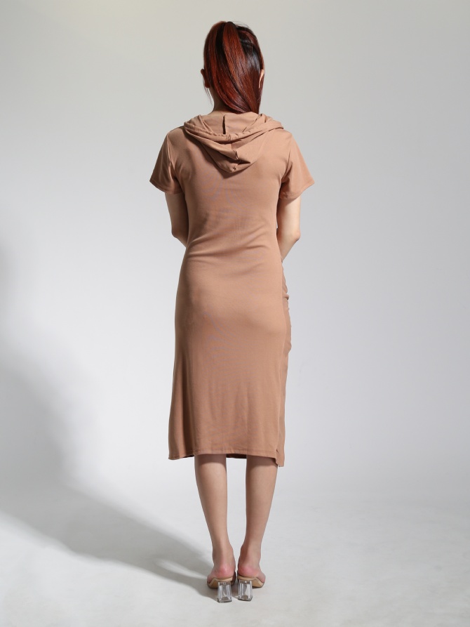 Short Sleeve Cap Side Drawstring With Split Dress 22510