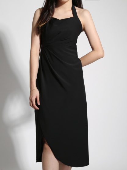 Wrap Side Split Halter Dress 22011