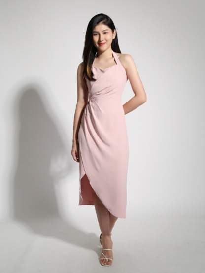 Wrap Side Split Halter Dress 22011
