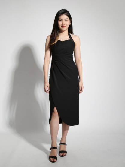 Wrap Side Split Halter Dress 22011