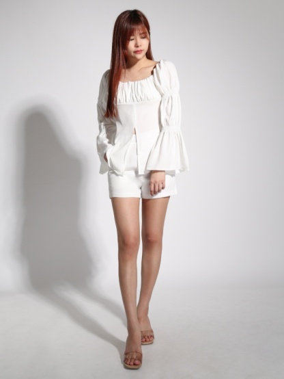 Off Shoulder Long Sleeve Split Set 22062