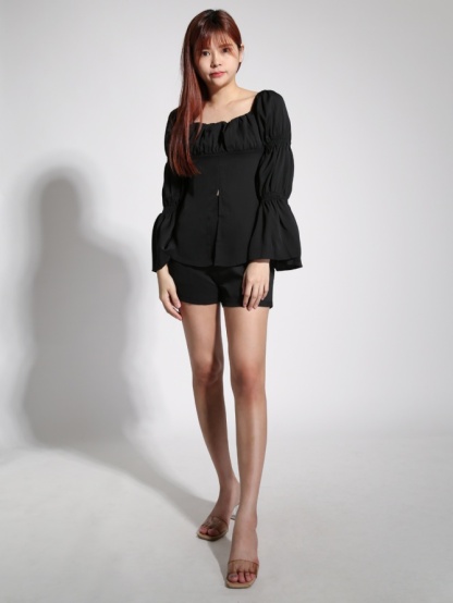 Off Shoulder Long Sleeve Split Set 22062