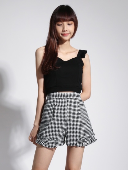 High Waist Checker Ruffles Short Pants 22089