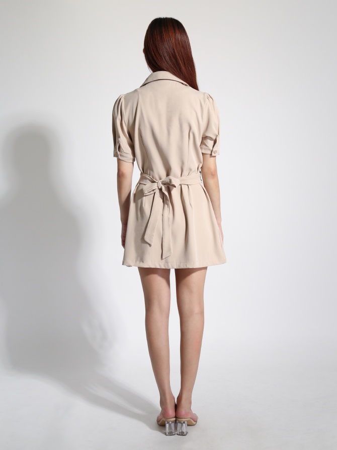 V Neck With Decorative Belt Dress 22413