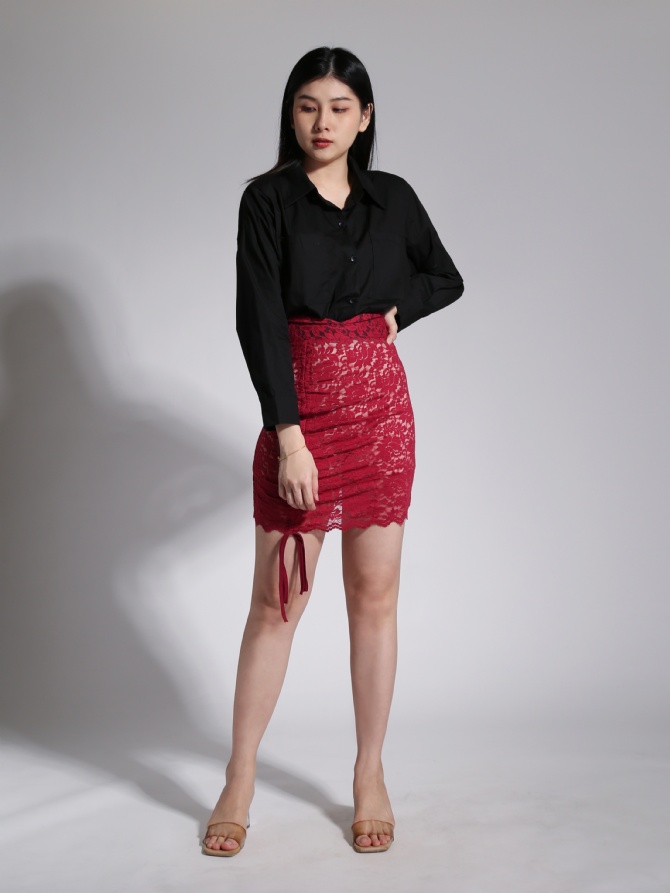 Long Sleeve Polo Collar Front Button Top 23760