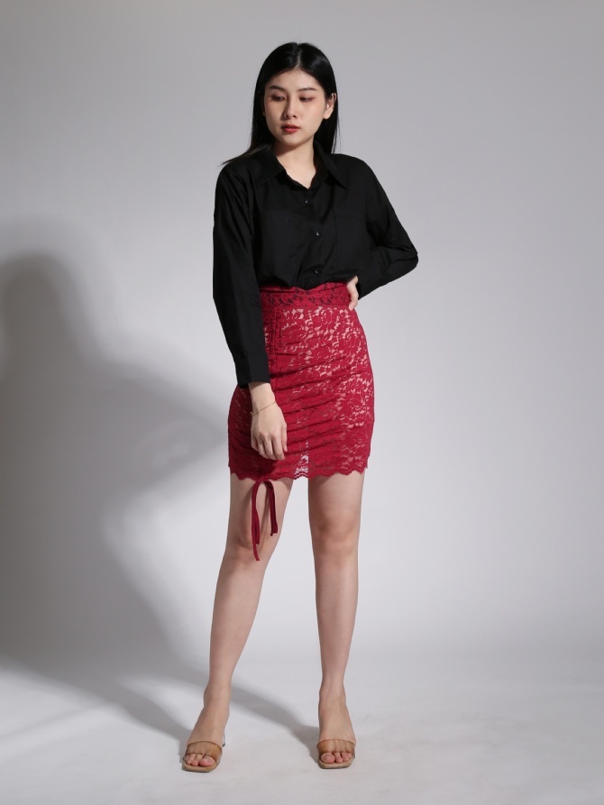 Long Sleeve Polo Collar Front Button Top 23760