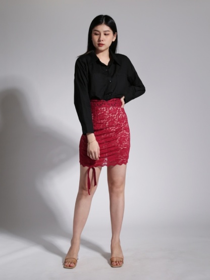 Long Sleeve Polo Collar Front Button Top 23760