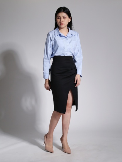 Long Sleeve Polo Collar Front Button Top 23760