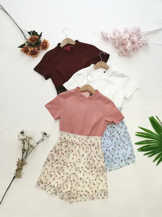 Two Tone Floral Jumpsuit 19569