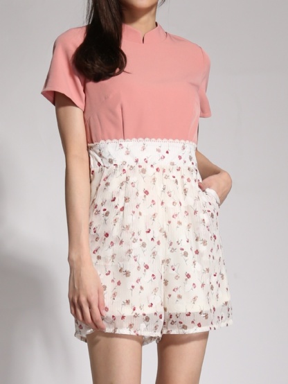 Two Tone Floral Jumpsuit 19569