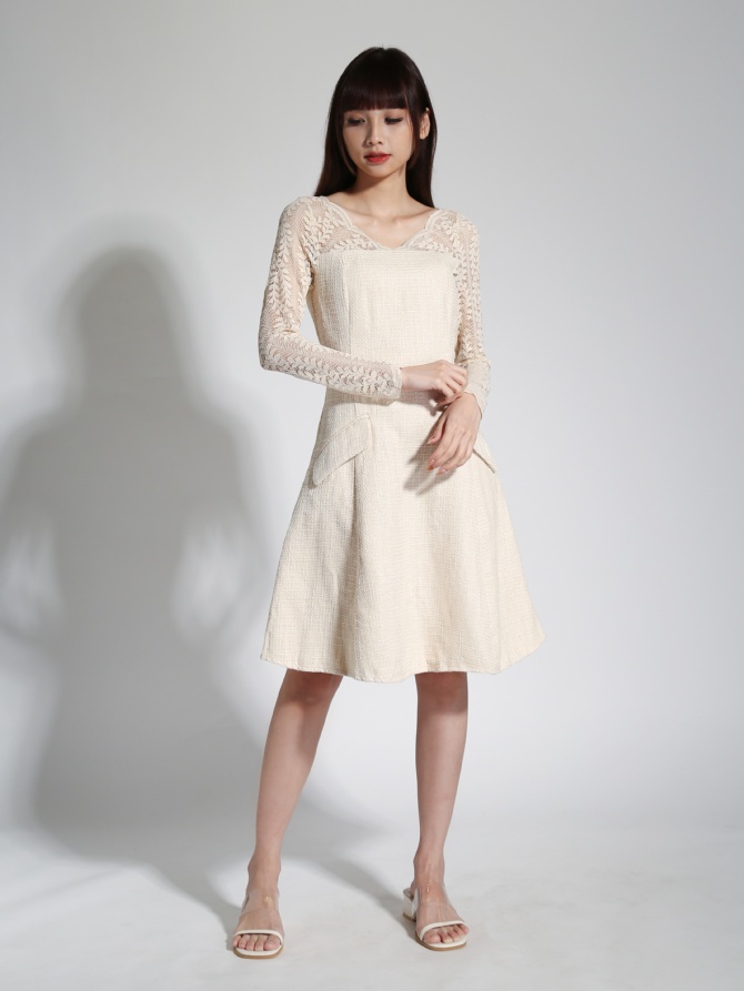 Lace Button Long Sleeve Pocket Jumpsuit 23775