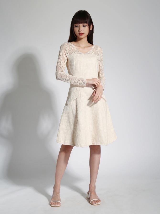 Lace Button Long Sleeve Pocket Jumpsuit 23775