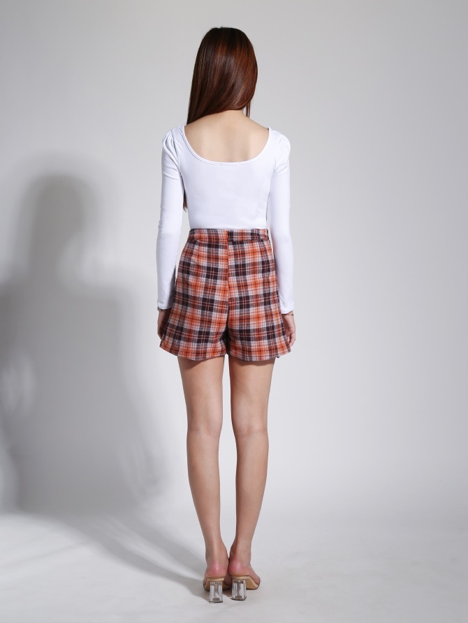 High Waist Plaid Wrap Skirt Pants 23831