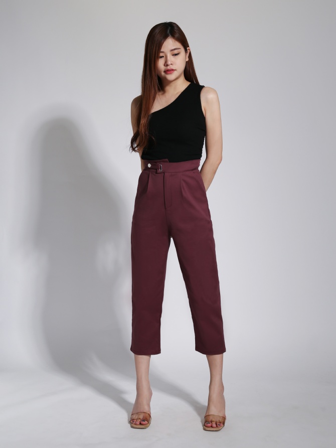 High Waist Side Pocket Long Pants 23842