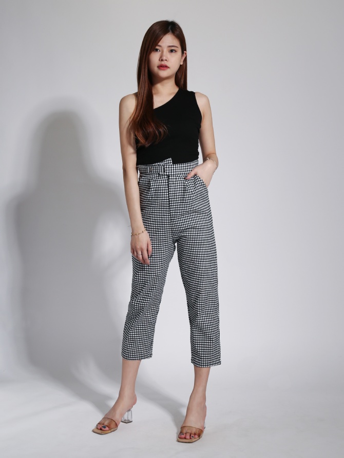 High Waist Side Pocket Long Pants 23842