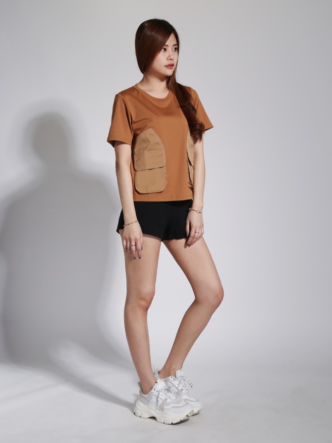 Front Pocket Short Sleeve Top 23852