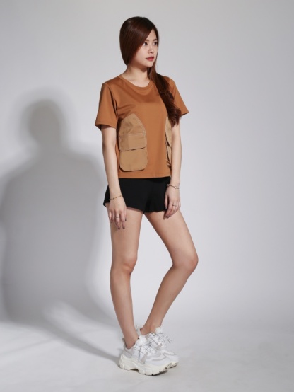Front Pocket Short Sleeve Top 23852