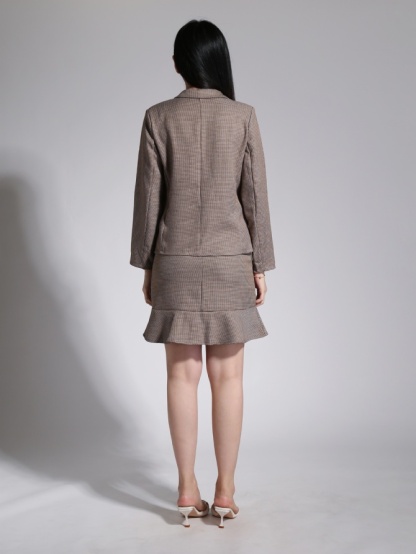 Checker Front Button Blazer And Dress Set 23766