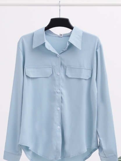 Chiffon Collar With Front Button Top 15110