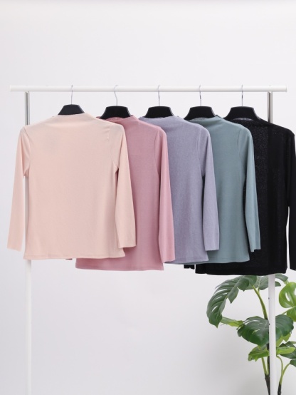 Turtle Neck Long Sleeve Basic Plain Top 16630
