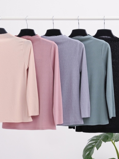 Turtle Neck Long Sleeve Basic Plain Top 16630