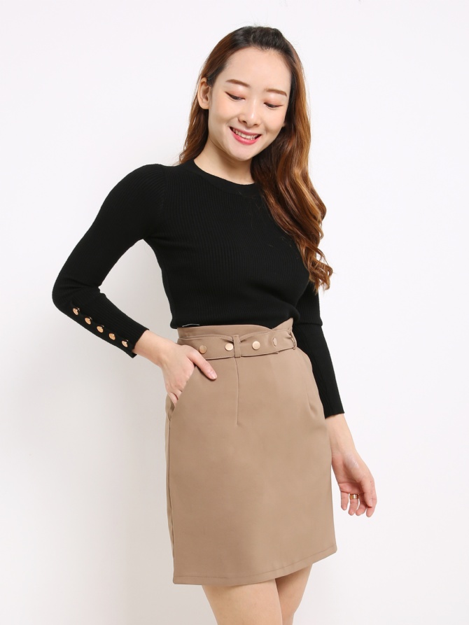 A Line Skirt With Belt 14392