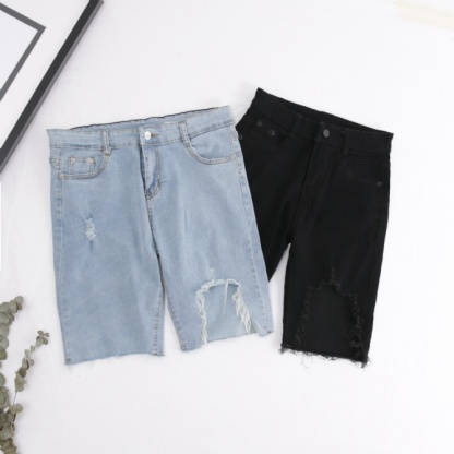 Denim Ripped Short Pants 16491