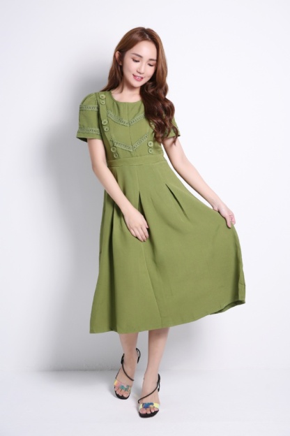 Decorative Button Dress 9153