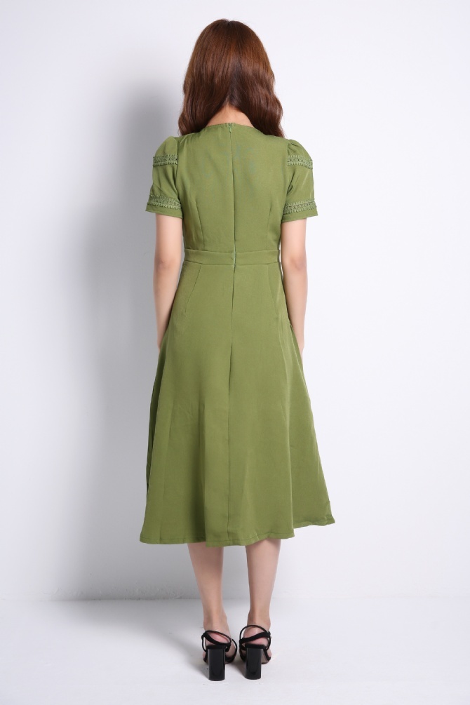 Decorative Button Dress 9153
