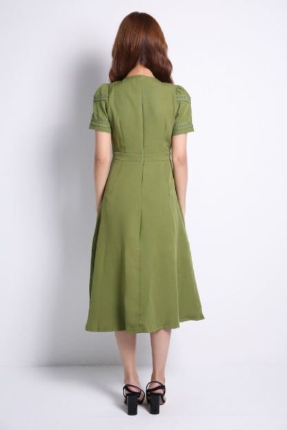 Decorative Button Dress 9153