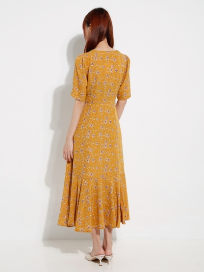 Front Button Floral Dress 12686