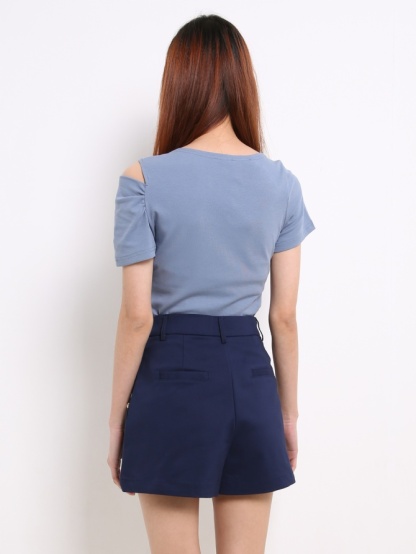 Decorative Side Button Short Pants 13465