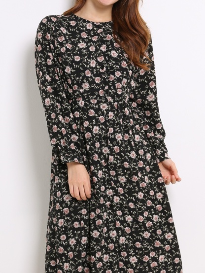 Chiffon Flower Pattern Dress 13567