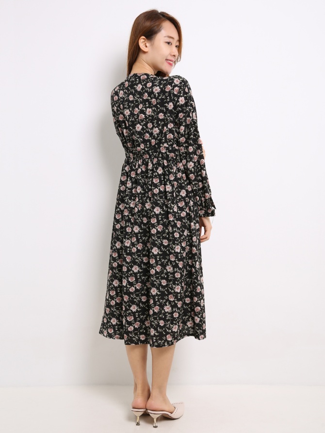 Chiffon Flower Pattern Dress 13567